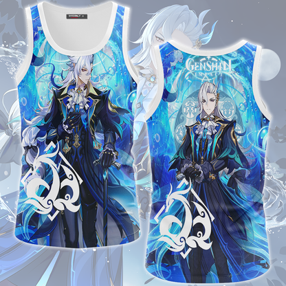 Genshin Impact Neuvillette Video Game All Over Printed T-shirt Tank Top Zip Hoodie Pullover Hoodie Hawaiian Shirt Beach Shorts Joggers Tank Top
