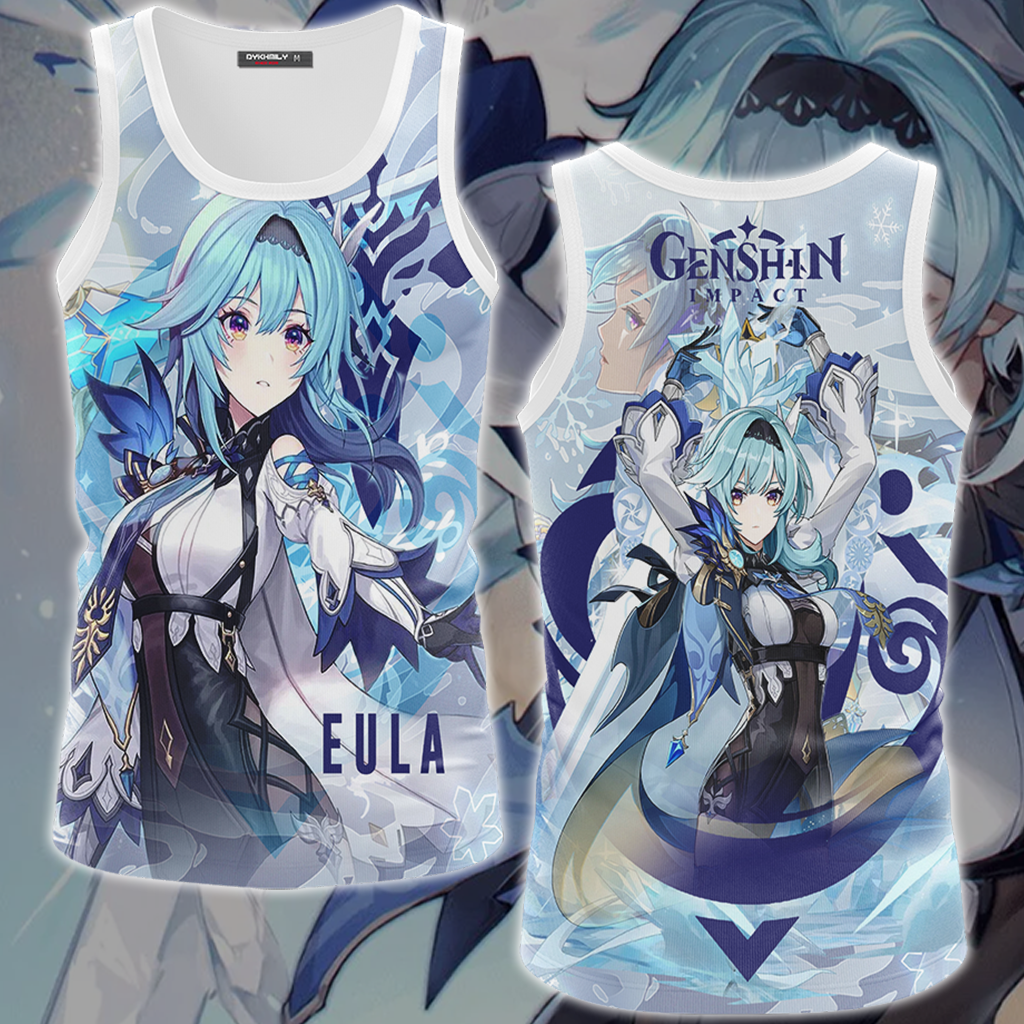 Genshin Impact Eula Video Game All Over Printed T-shirt Tank Top Zip Hoodie Pullover Hoodie Hawaiian Shirt Beach Shorts Joggers Tank Top