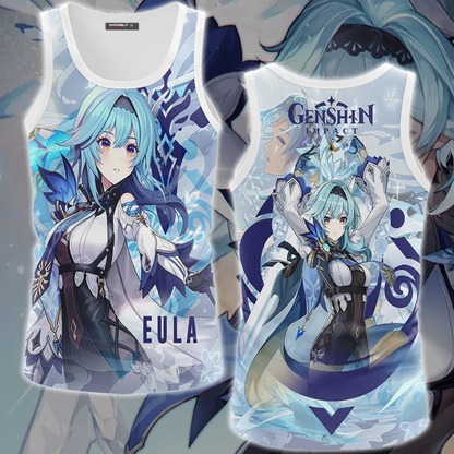 Genshin Impact Eula Video Game All Over Printed T-shirt Tank Top Zip Hoodie Pullover Hoodie Hawaiian Shirt Beach Shorts Joggers Tank Top