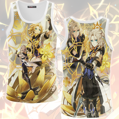 Genshin Impact Albedo Video Game All Over Printed T-shirt Tank Top Zip Hoodie Pullover Hoodie Hawaiian Shirt Beach Shorts Joggers Tank Top