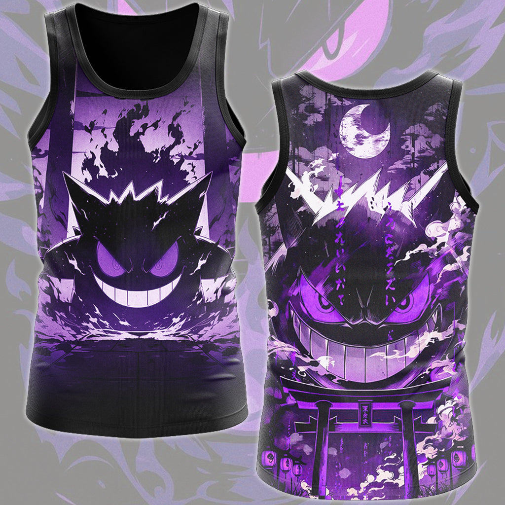 Pokemon Gengar Anime Video Game All Over Printed T-shirt Tank Top Zip Hoodie Pullover Hoodie Hawaiian Shirt Beach Shorts Joggers