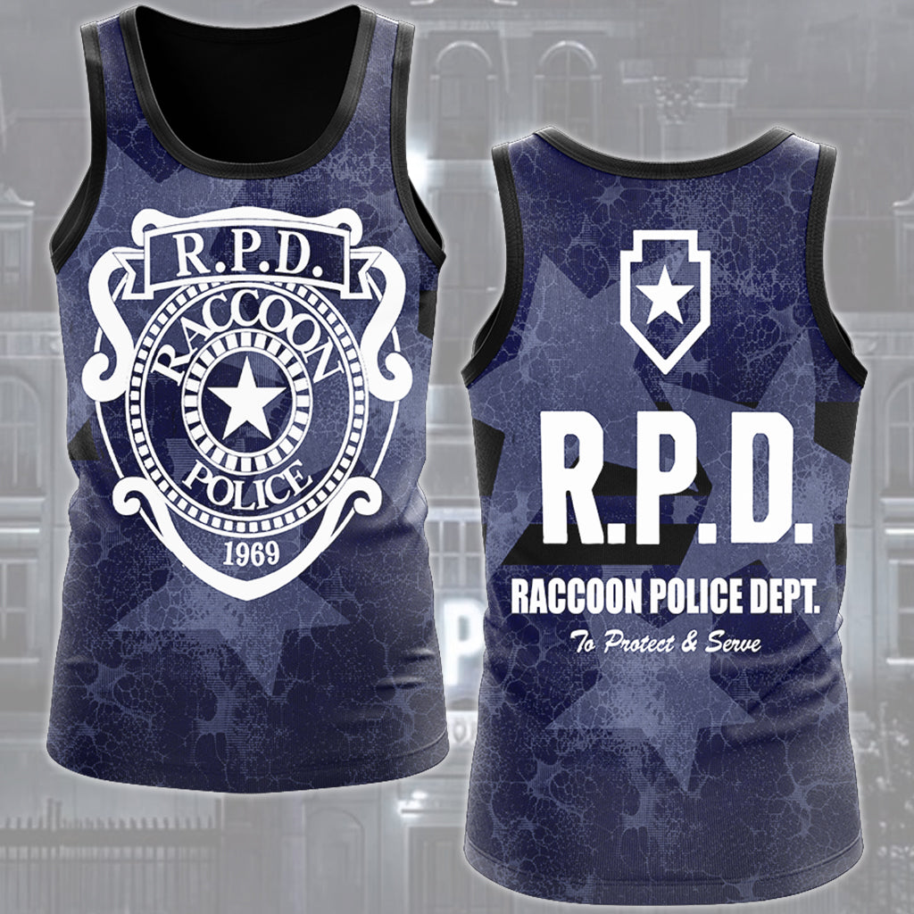 Resident Evil Raccoon City Police Department (R.P.D.) Video Game All Over Printed T-shirt Tank Top Zip Hoodie Pullover Hoodie Hawaiian Shirt Beach Shorts Joggers