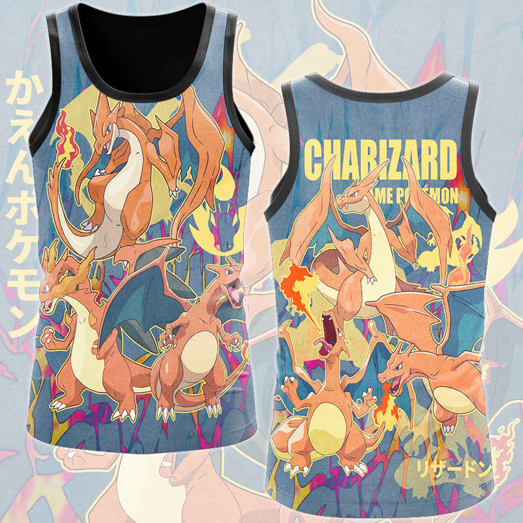 Pokemon Charizard Video Game All Over Printed T-shirt Tank Top Zip Hoodie Pullover Hoodie Hawaiian Shirt Beach Shorts Joggers