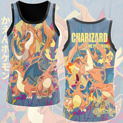 Pokemon Charizard Video Game All Over Printed T-shirt Tank Top Zip Hoodie Pullover Hoodie Hawaiian Shirt Beach Shorts Joggers