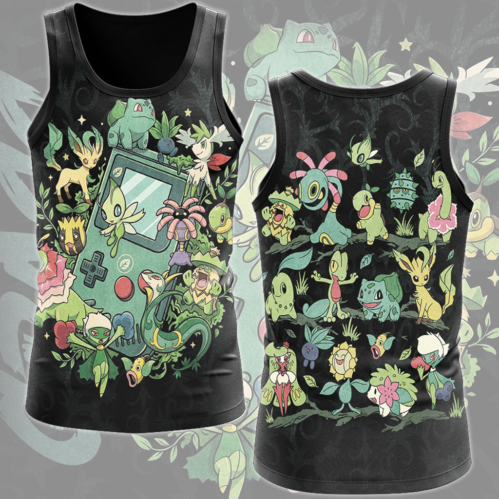 Pokemon Grass Type Club Video Game All Over Printed T-shirt Tank Top Zip Hoodie Pullover Hoodie Hawaiian Shirt Beach Shorts Joggers