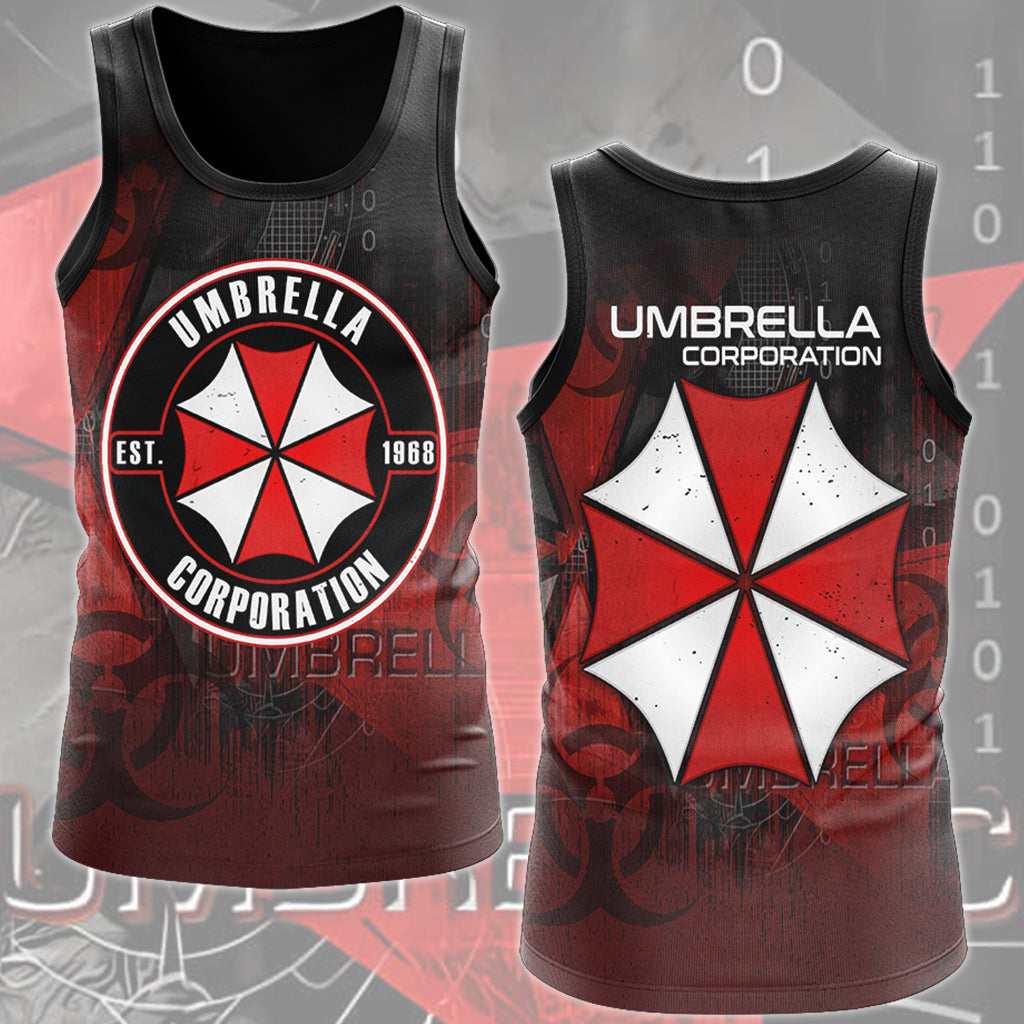 Resident Evil Umbrella Corporation Video Game All Over Printed T-shirt Tank Top Zip Hoodie Pullover Hoodie Hawaiian Shirt Beach Shorts Joggers
