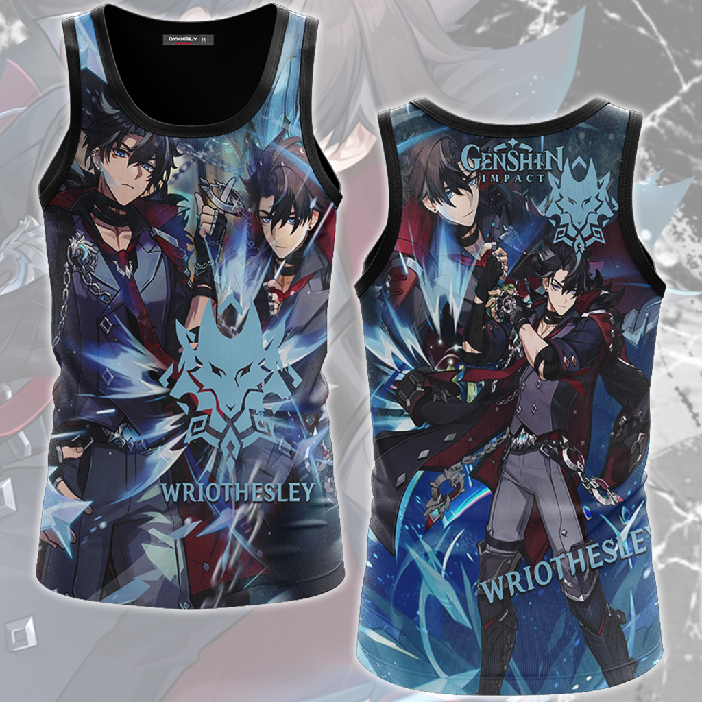 Genshin Impact Wriothesley Video Game All Over Printed T-shirt Tank Top Zip Hoodie Pullover Hoodie Hawaiian Shirt Beach Shorts Joggers Tank Top