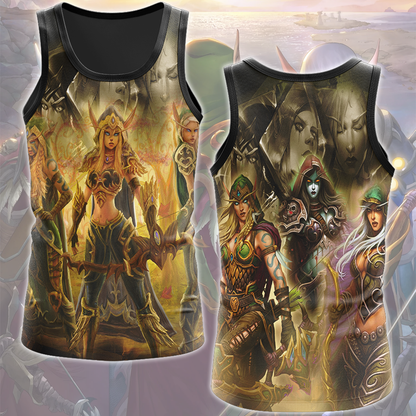 World Of Warcraft The Windrunner Sisters (Alleria, Sylvanas, Vereesa) Video Game All Over Printed T-shirt Tank Top Zip Hoodie Pullover Hoodie Hawaiian Shirt Beach Shorts Joggers Tank Top