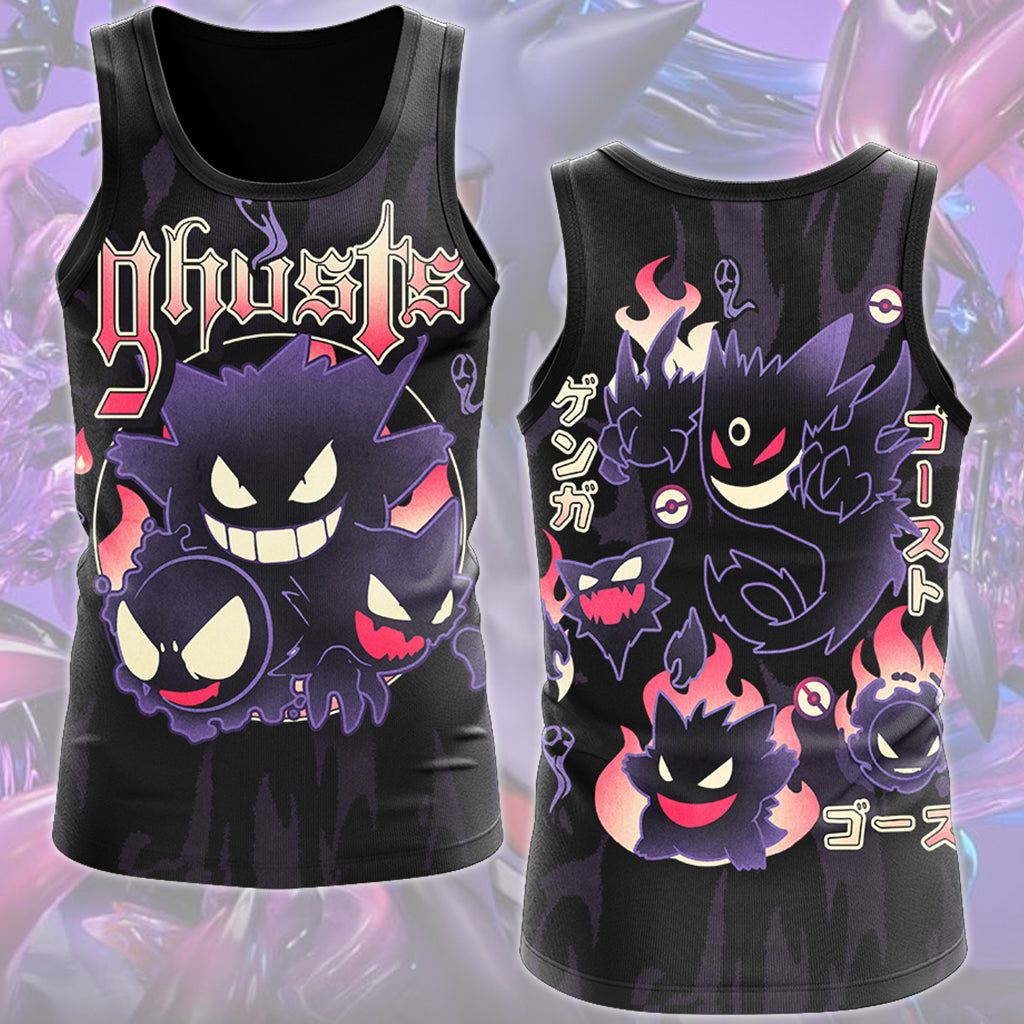 Pokemon Gengar Evolutions Video Game All Over Printed T-shirt Tank Top Zip Hoodie Pullover Hoodie Hawaiian Shirt Beach Shorts Joggers