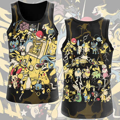 Pokemon Electric Type Club Video Game All Over Printed T-shirt Tank Top Zip Hoodie Pullover Hoodie Hawaiian Shirt Beach Shorts Joggers