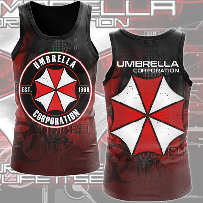 Resident Evil Umbrella Corporation Video Game All Over Printed T-shirt Tank Top Zip Hoodie Pullover Hoodie Hawaiian Shirt Beach Shorts Joggers Tank Top