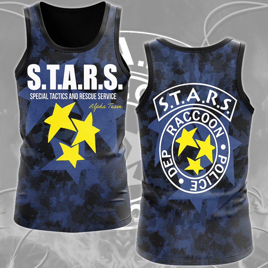 Resident Evil S.T.A.R.S. Alpha Team Video Game All Over Printed T-shirt Tank Top Zip Hoodie Pullover Hoodie Hawaiian Shirt Beach Shorts Joggers
