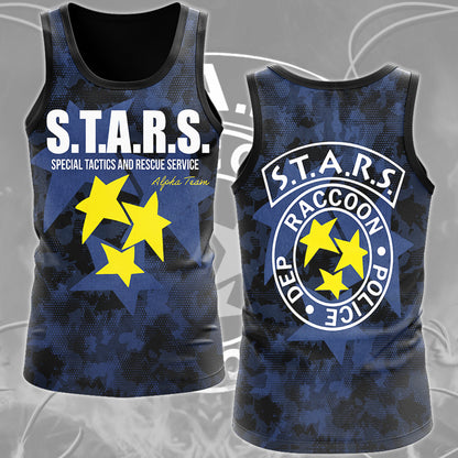 Resident Evil S.T.A.R.S. Alpha Team Video Game All Over Printed T-shirt Tank Top Zip Hoodie Pullover Hoodie Hawaiian Shirt Beach Shorts Joggers