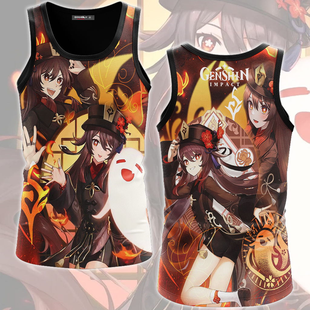 Genshin Impact Hu Tao Video Game All Over Printed T-shirt Tank Top Zip Hoodie Pullover Hoodie Hawaiian Shirt Beach Shorts Joggers Tank Top