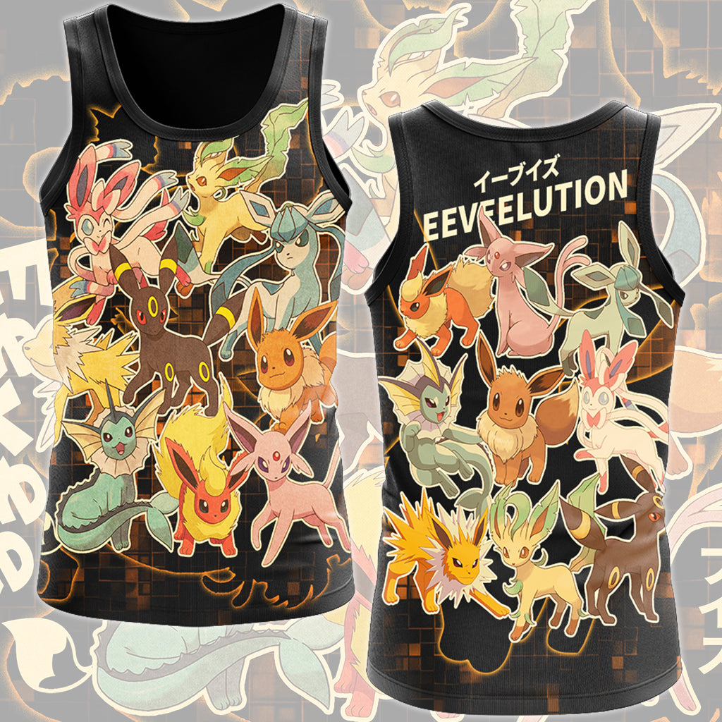 Pokemon Eeveelution Video Game All Over Printed T-shirt Tank Top Zip Hoodie Pullover Hoodie Hawaiian Shirt Beach Shorts Joggers