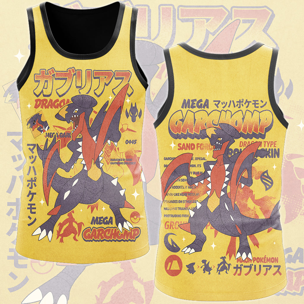 Pokemon Garchomp (Mega Form) Video Game All Over Printed T-shirt Tank Top Zip Hoodie Pullover Hoodie Hawaiian Shirt Beach Shorts Joggers