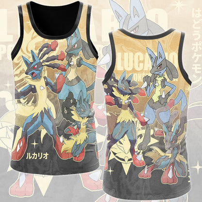 Pokemon Lucario Video Game All Over Printed T-shirt Tank Top Zip Hoodie Pullover Hoodie Hawaiian Shirt Beach Shorts Joggers) Tank Top