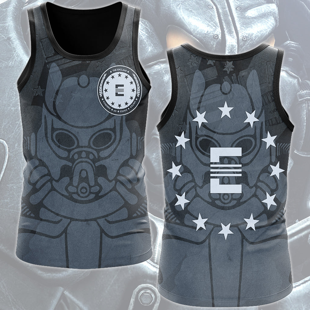Fallout The Enclave Video Game All Over Printed T-shirt Tank Top Zip Hoodie Pullover Hoodie Hawaiian Shirt Beach Shorts Joggers