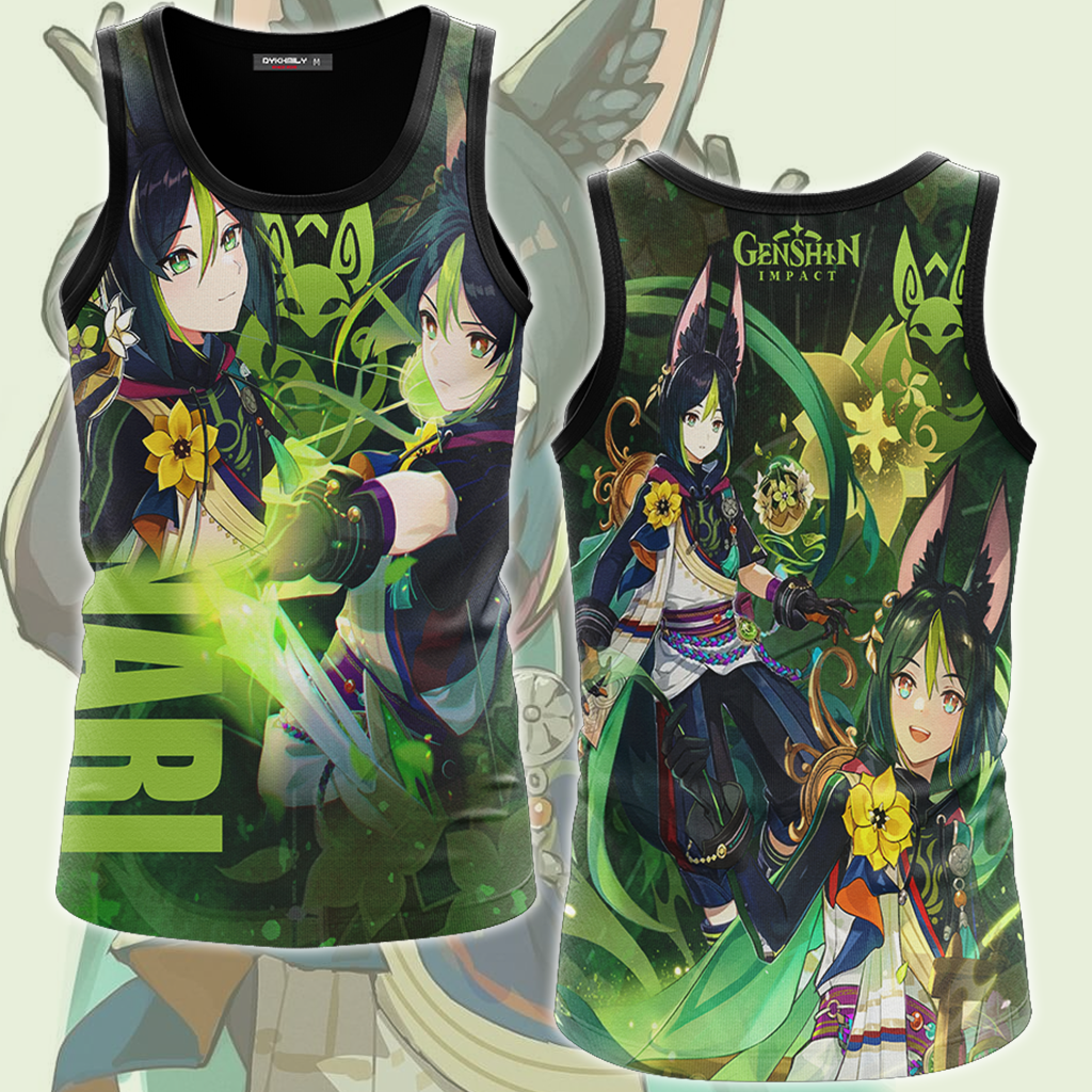Genshin Impact Tighnari Video Game All Over Printed T-shirt Tank Top Zip Hoodie Pullover Hoodie Hawaiian Shirt Beach Shorts Joggers Tank Top