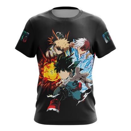 Boku No Hero Acamedia - Midoriya Izuku + Bakugo Katsuki +Todoroki Shouto Unisex 3D T-shirt