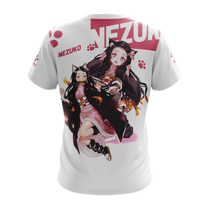 Nezuko Demon Slayer All Over Print T-shirt Zip Hoodie Pullover Hoodie   