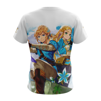 Link and Zelda The Legend of Zelda All Over Print T-shirt Tank Top Zip Hoodie Pullover Hoodie