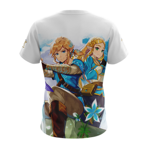 Link and Zelda The Legend of Zelda All Over Print T-shirt Tank Top Zip Hoodie Pullover Hoodie   