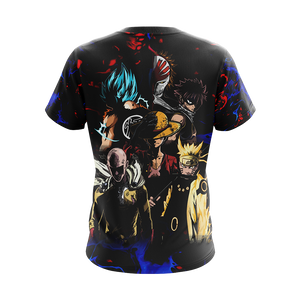 Heroes Mashup Saitama - Luffy - Goku - Naruto - Natsu Unisex 3D T-shirt   