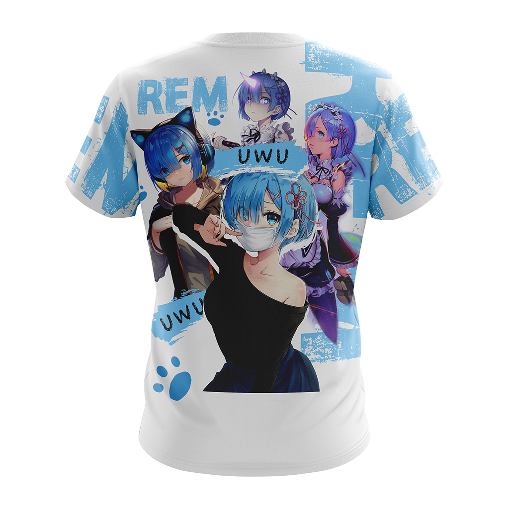 Rem Re:Zero All Over Print T-shirt Zip Hoodie Pullover Hoodie
