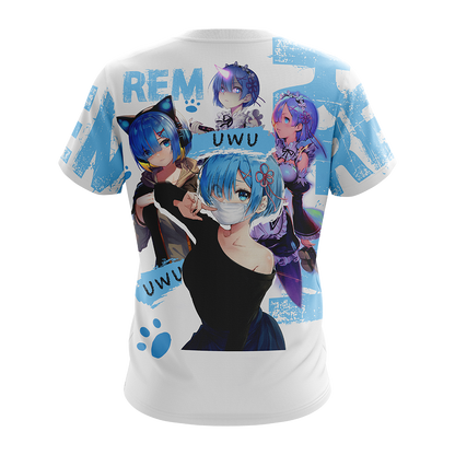 Rem Re:Zero All Over Print T-shirt Zip Hoodie Pullover Hoodie