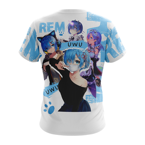 Rem Re:Zero All Over Print T-shirt Zip Hoodie Pullover Hoodie   