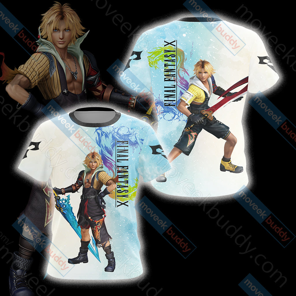 Final Fantasy X - Tidus T-shirt Zip Hoodie Pullover Hoodie T-shirt S 