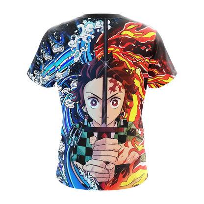 Tanjiro Sun and Water Breathing Techniques Demon Slayer All Over Print T-shirt Zip Hoodie Pullover Hoodie