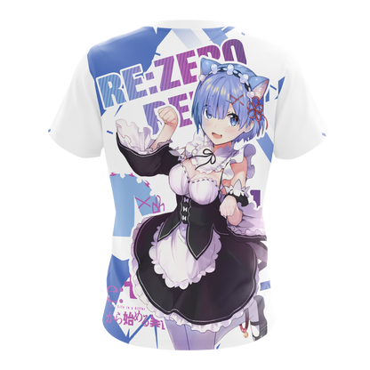Rem Re:Zero All Over Print T-shirt Zip Hoodie Pullover Hoodie