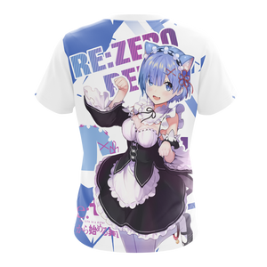 Rem Re:Zero All Over Print T-shirt Zip Hoodie Pullover Hoodie   