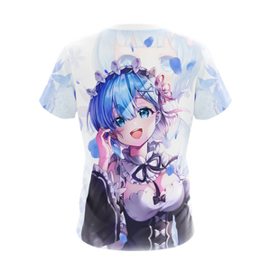 Rem Re:Zero All Over Print T-shirt Zip Hoodie Pullover Hoodie   