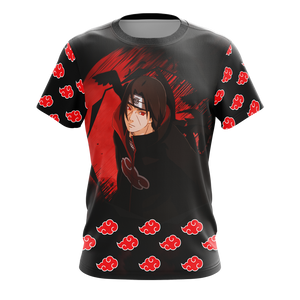 Akatsuki Itachi Naruto All Over Print T-shirt Zip Hoodie Pullover Hoodie   