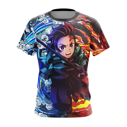 Tanjiro Sun and Water Breathing Techniques Demon Slayer All Over Print T-shirt Zip Hoodie Pullover Hoodie