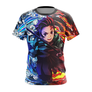 Tanjiro Sun and Water Breathing Techniques Demon Slayer All Over Print T-shirt Zip Hoodie Pullover Hoodie   