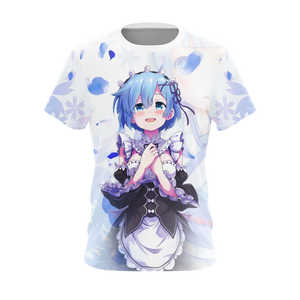 Rem Re:Zero All Over Print T-shirt Zip Hoodie Pullover Hoodie   