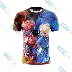 Fate/ Stay Night - Shirou Emiya and Saber Unisex 3D T-shirt   