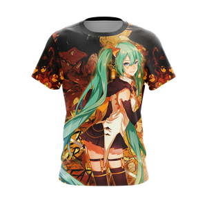 Hatsune Miku Halloween All Over Print T-shirt Zip Hoodie Pullover Hoodie   