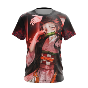 Nezuko Demon Slayer All Over Print T-shirt Zip Hoodie Pullover Hoodie   