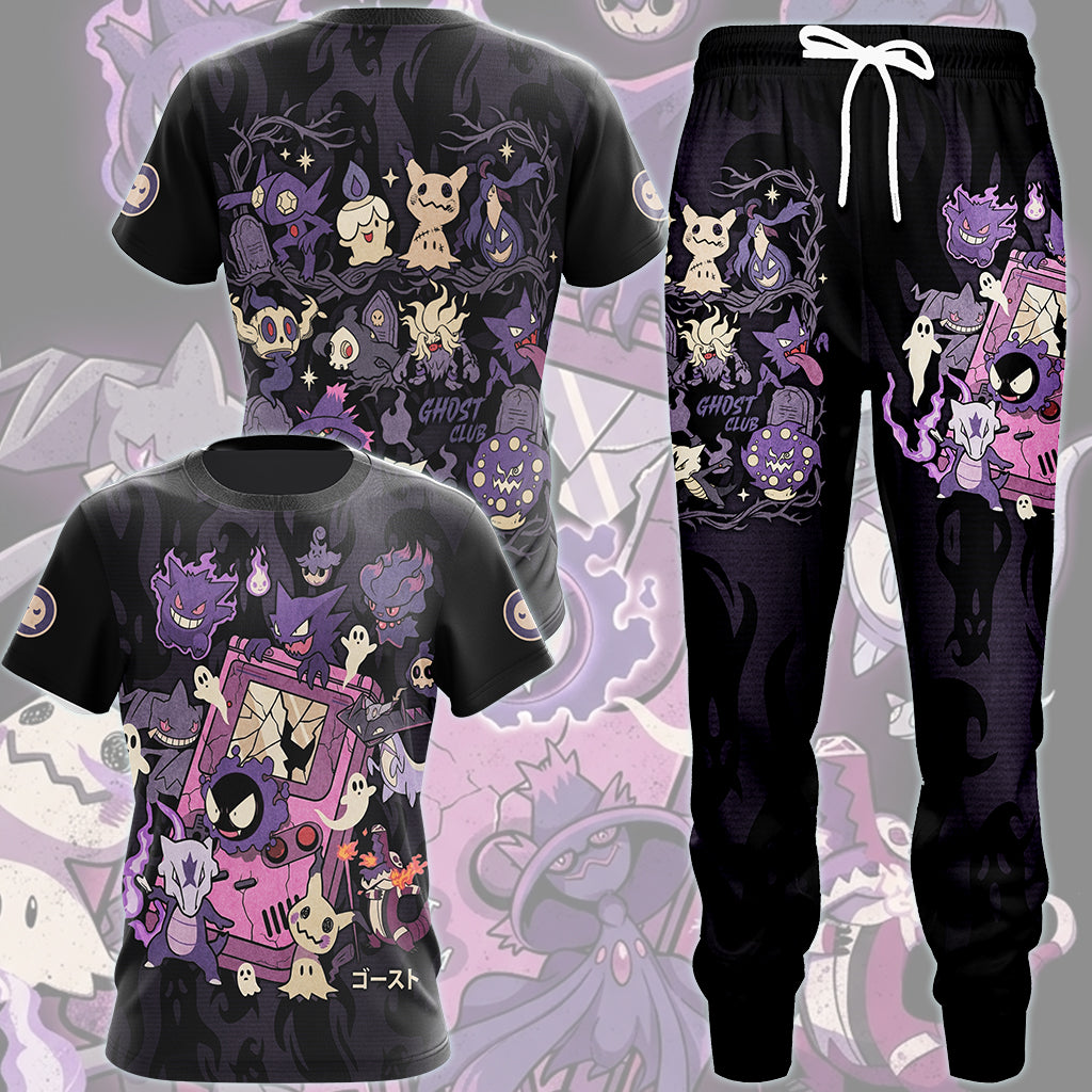 Pokemon Ghost Type Club Video Game All Over Printed T-shirt Tank Top Zip Hoodie Pullover Hoodie Hawaiian Shirt Beach Shorts Joggers