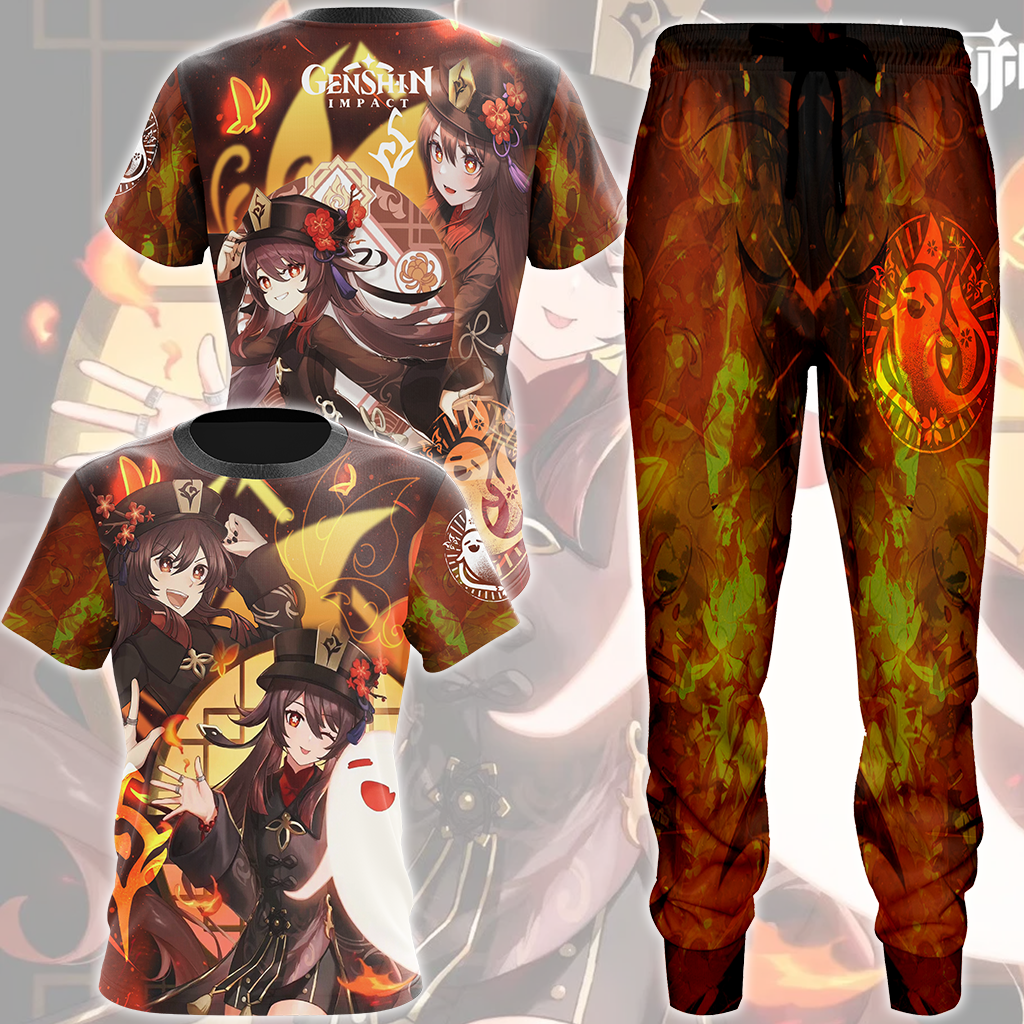Genshin Impact Hu Tao Video Game All Over Printed T-shirt Tank Top Zip Hoodie Pullover Hoodie Hawaiian Shirt Beach Shorts Joggers