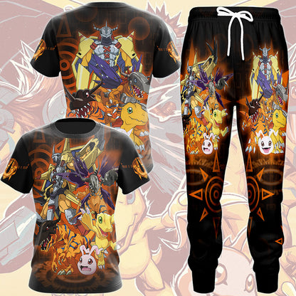 Digimon Agumon Evolution Video Game All Over Printed T-shirt Tank Top Zip Hoodie Pullover Hoodie Hawaiian Shirt Beach Shorts Joggers