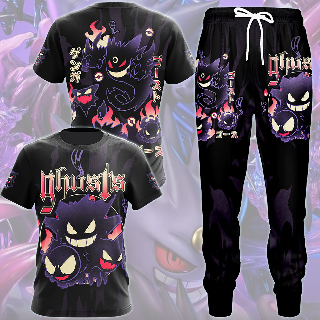 Pokemon Gengar Evolutions Video Game All Over Printed T-shirt Tank Top Zip Hoodie Pullover Hoodie Hawaiian Shirt Beach Shorts Joggers