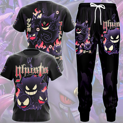 Pokemon Gengar Evolutions Video Game All Over Printed T-shirt Tank Top Zip Hoodie Pullover Hoodie Hawaiian Shirt Beach Shorts Joggers