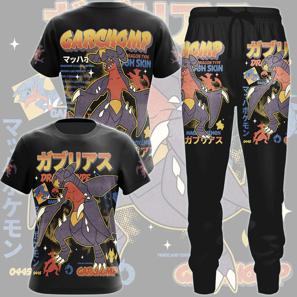 Pokemon Garchomp Video Game All Over Printed T-shirt Tank Top Zip Hoodie Pullover Hoodie Hawaiian Shirt Beach Shorts Joggers