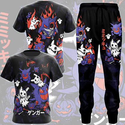 Pokemon Gengar & Mimikyu Halloween Style Video Game All Over Printed T-shirt Tank Top Zip Hoodie Pullover Hoodie Hawaiian Shirt Beach Shorts Joggers